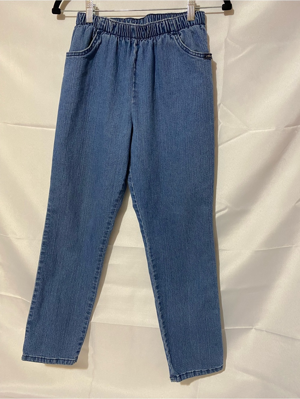 chic Elastic Waist Blue Denim Petite Jeans